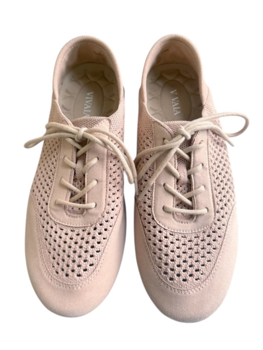 Women's Knit Lace-Up Sneakers in Nude - Picture 3 of 10